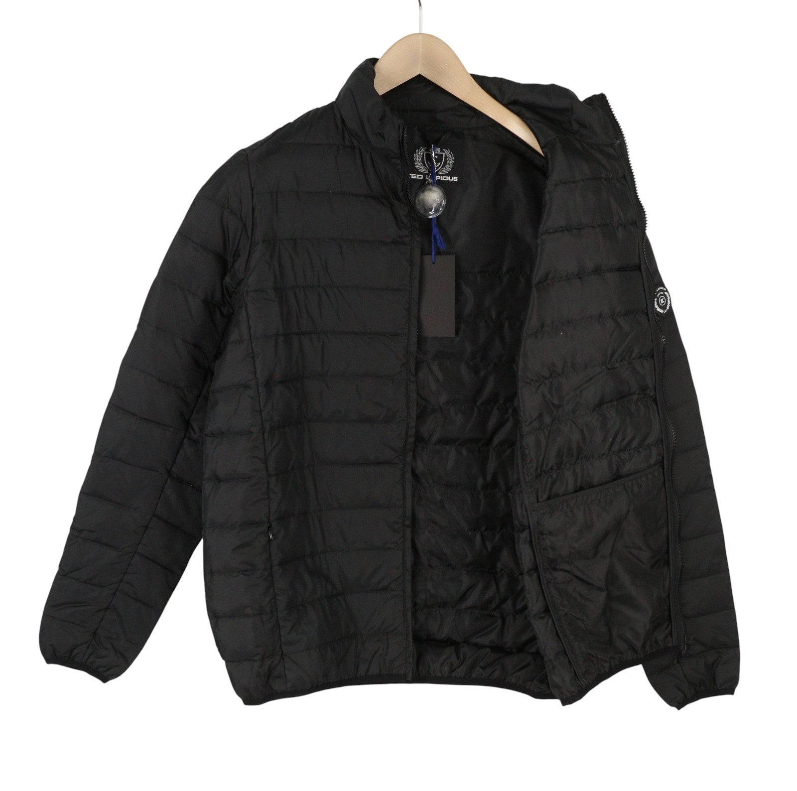 TED LAPIDUS Men Jacket M Black Down Filled Quilted High Neck Full Zip Puffer