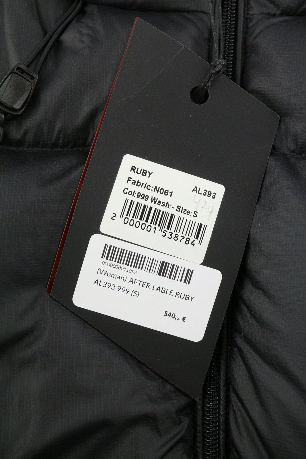 AFTER LABEL Ruby Women Jacket S Black Down Filled Quilted Hooded Puffer RRP540