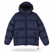 AFTER LABEL Quebec Men Jacket L Blue Down Filled Quilted Hooded Puffer RRP500