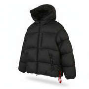 AFTER LABEL Quebec Men Jacket L Black Down Filled Quilted Hooded Puffer RRP500