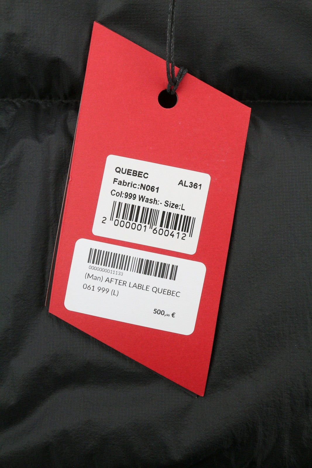 AFTER LABEL Quebec Men Jacket L Black Down Filled Quilted Hooded Puffer RRP500