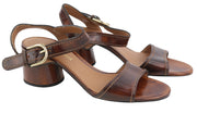 EMPORIO ARMANI Women Heels EU37 Brown Leather Block Heel Buckle Casual