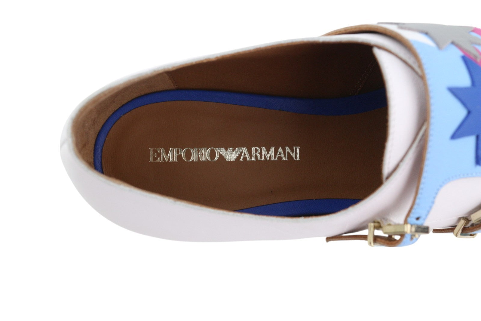 EMPORIO ARMANI X3L038 Women Shoes EU37 White Leather Double Monk Pointed