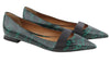 Green Leather Flats