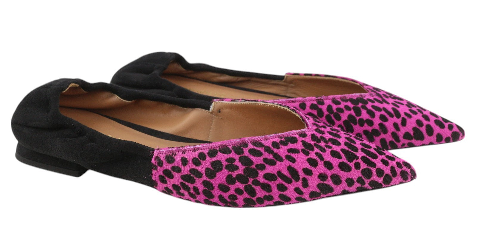 EMPORIO ARMANI X3D244 Women Flats EU37 Pink Leather Pointed Ballerina Pumps