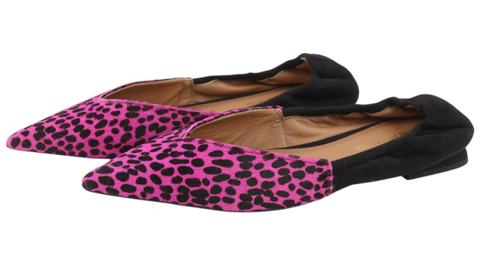 EMPORIO ARMANI X3D244 Women Flats EU37 Pink Leather Pointed Ballerina Pumps