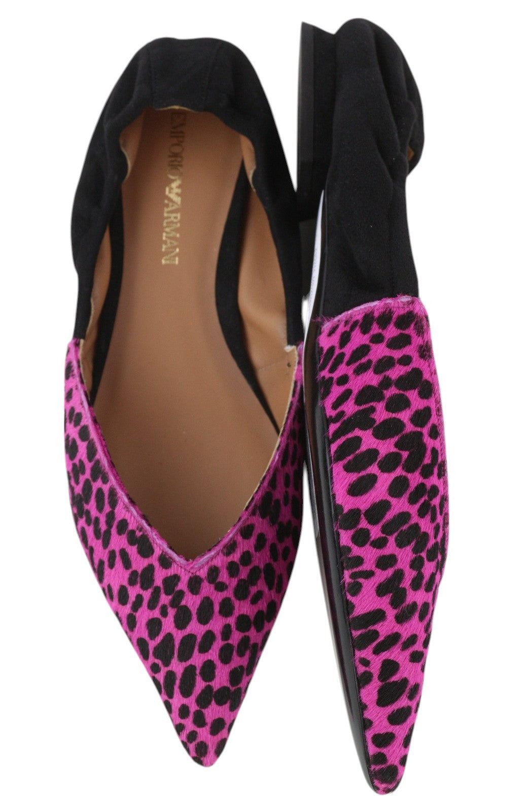 EMPORIO ARMANI X3D244 Women Flats EU37 Pink Leather Pointed Ballerina Pumps