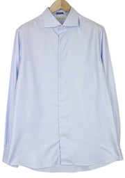 SUITSUPPLY Men's Shirt 44/17 1/2 Extra Slim Blue Striped Cotton Cutaway