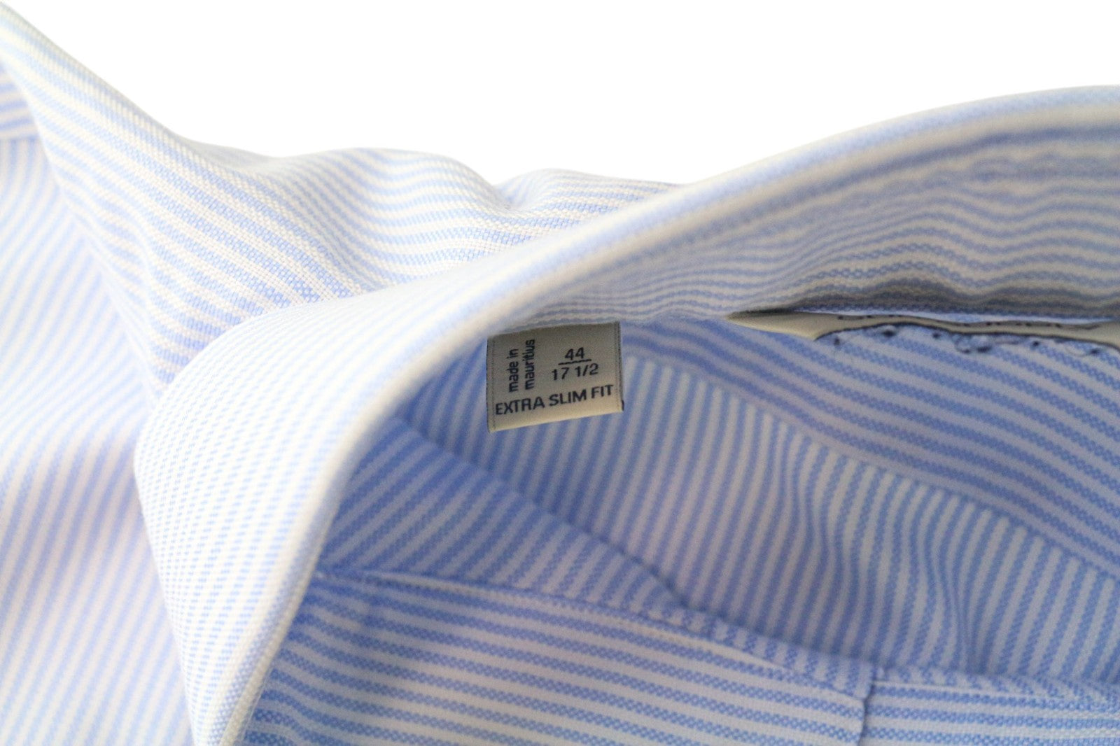SUITSUPPLY Men's Shirt 44/17 1/2 Extra Slim Blue Striped Cotton Cutaway