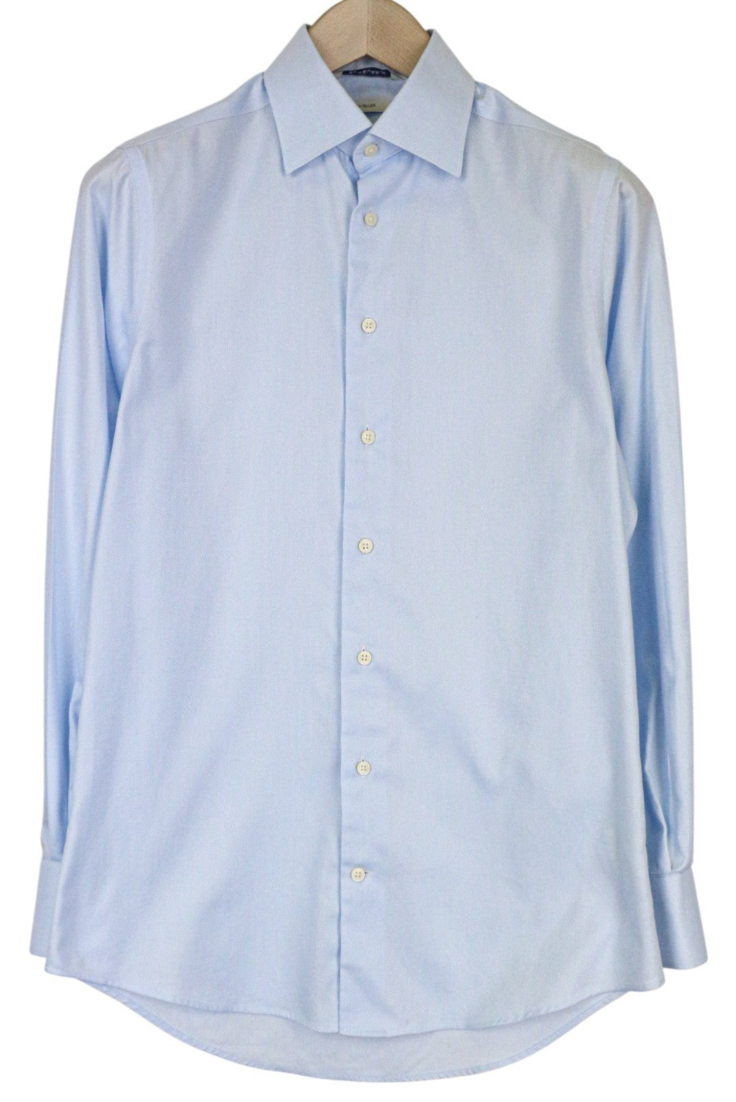 „SUITSUPPLY Traveller“ vyriški marškinėliai, 37/14 1/2, ypač ploni, mėlyni medvilniniai dryžuoti marškiniai 