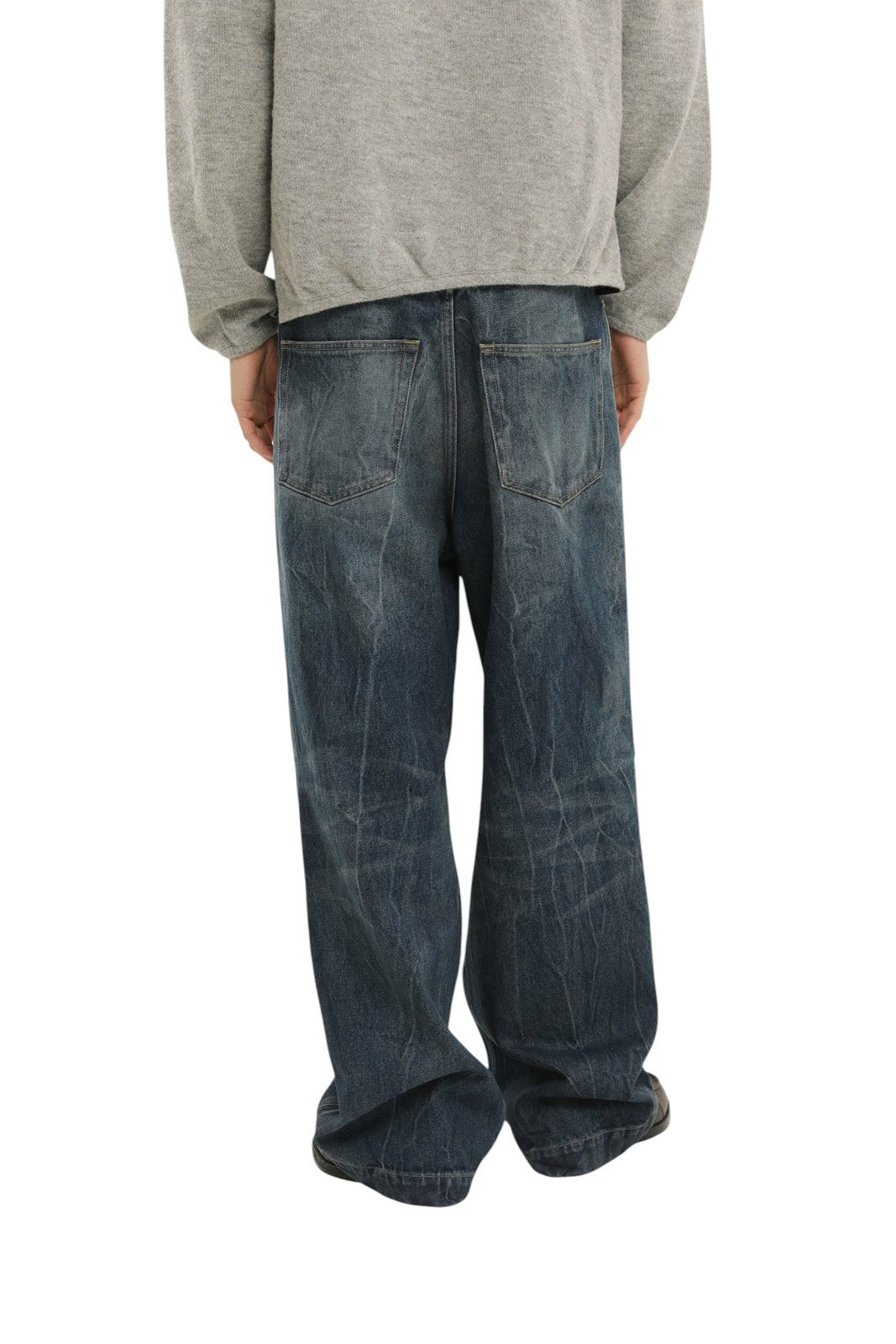 1989 STUDIO Old Mastiff Denim vyriški džinsai W30 mėlyni išblukę ūsai plačiomis kojomis RRP486 