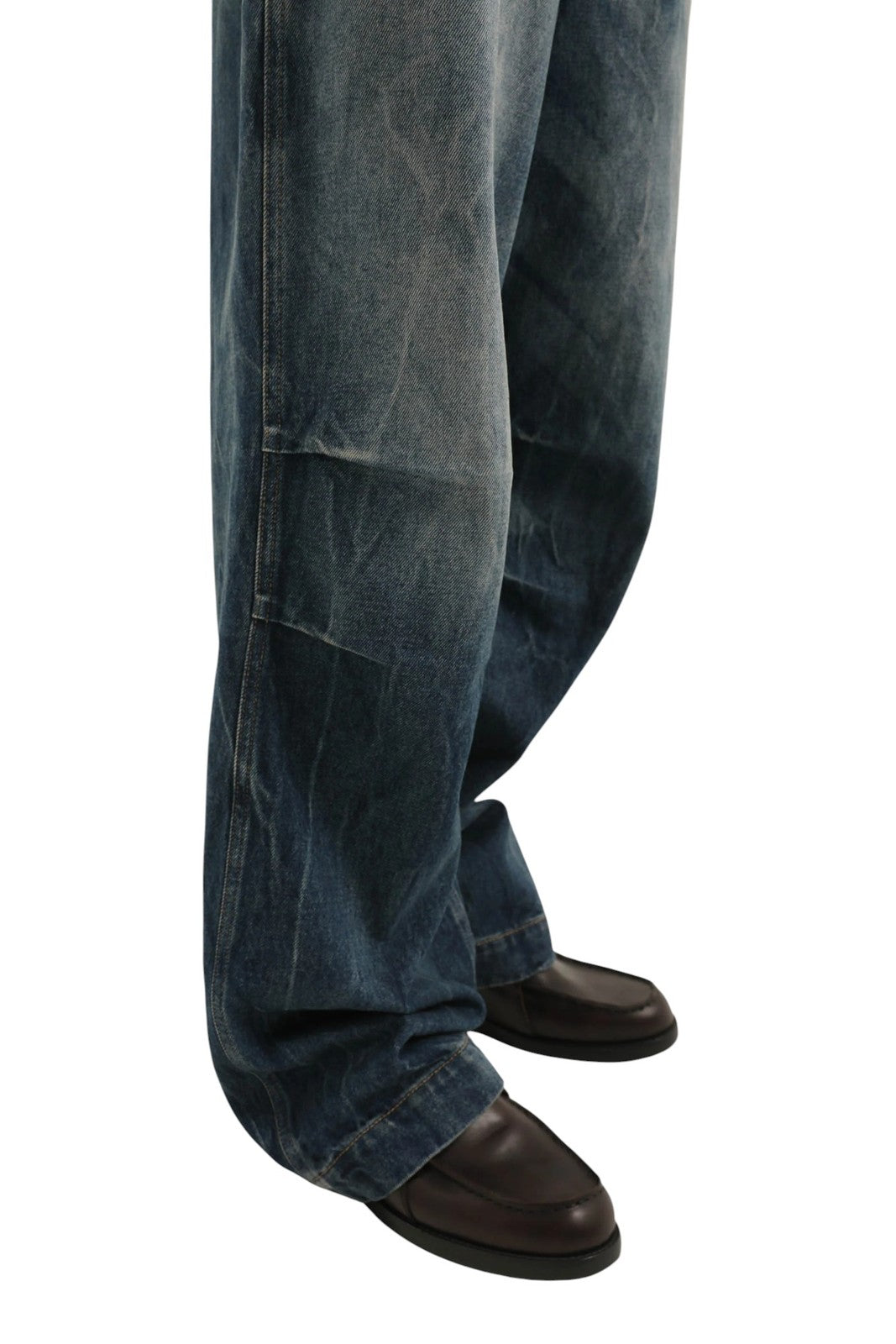 1989 STUDIO Old Mastiff Denim vyriški džinsai W30 mėlyni išblukę ūsai plačiomis kojomis RRP486 