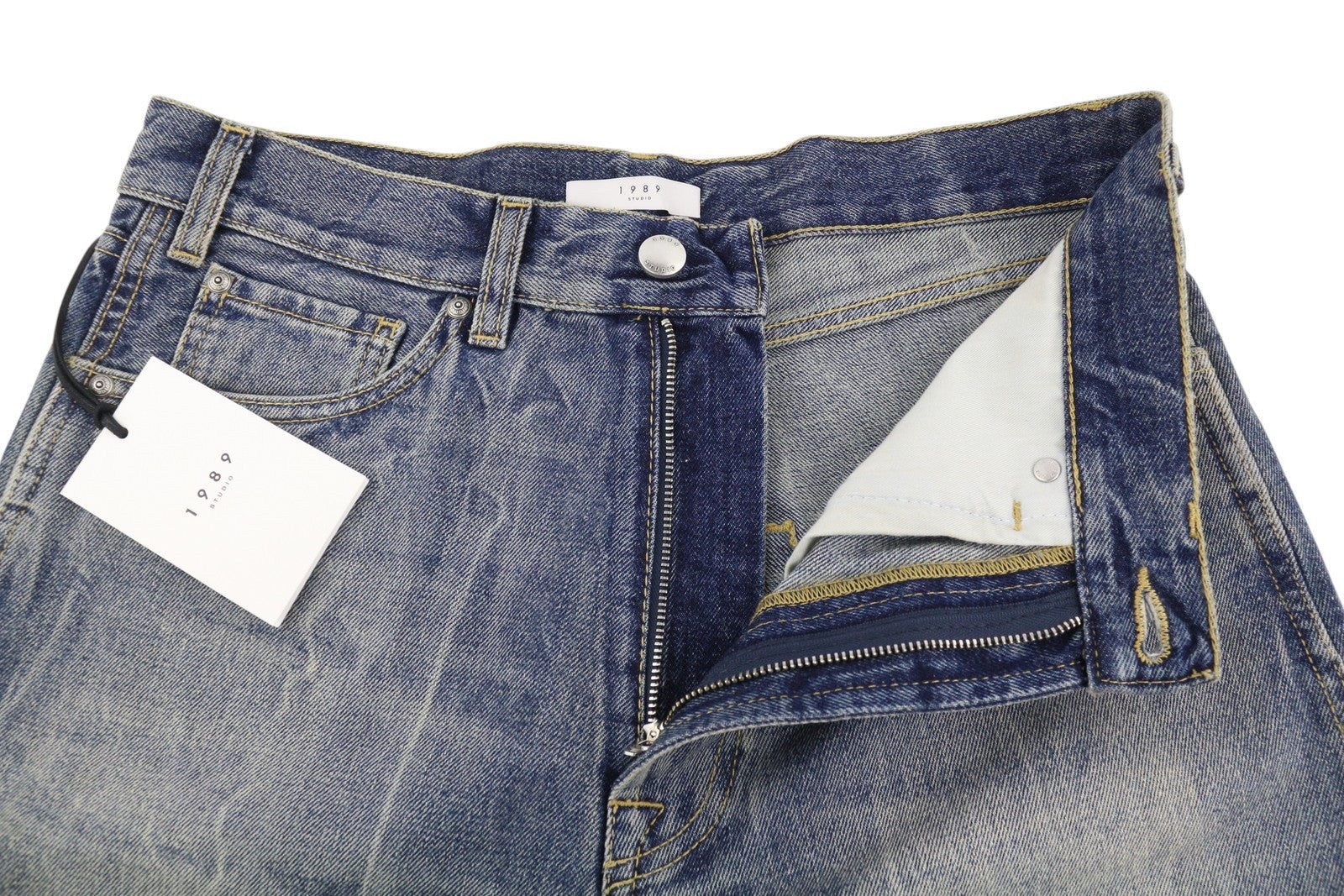 1989 STUDIO Old Mastiff Denim vyriški džinsai W30 mėlyni išblukę ūsai plačiomis kojomis RRP486 