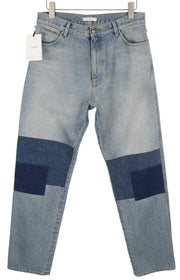 1989 STUDIO vyriški džinsai W32 mėlyni išblukę ūsai siaurėjantys lopai keliai FW25 