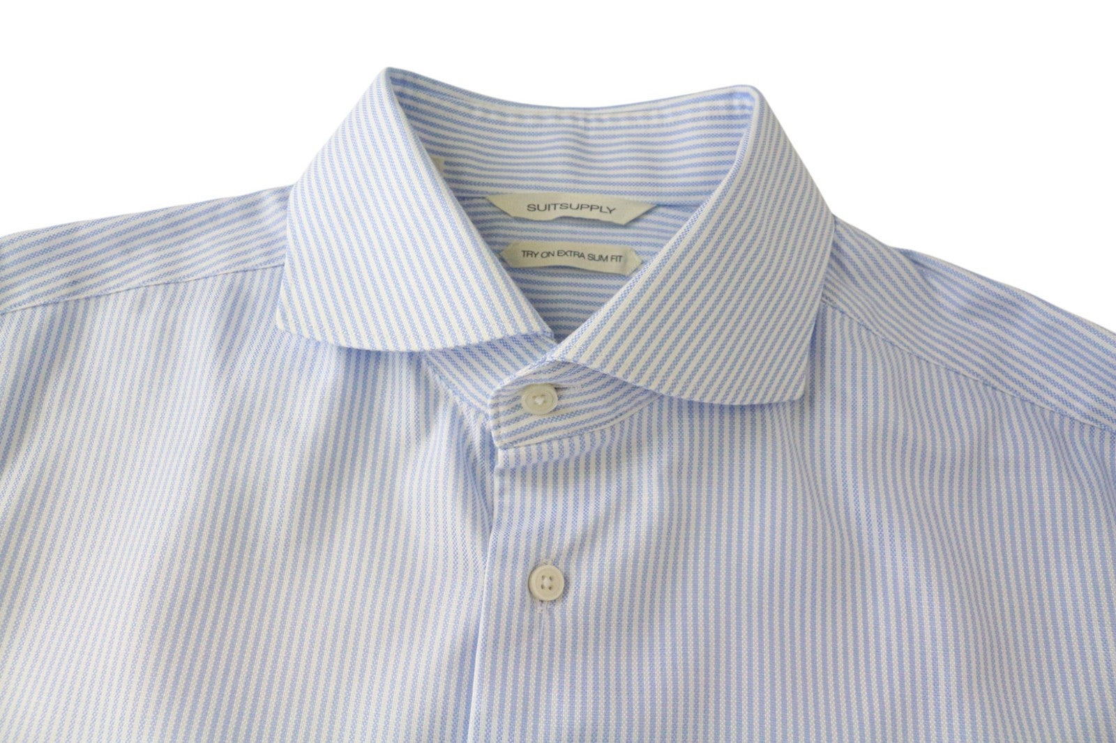 SUITSUPPLY Men's Shirt 40L/15 3/4L Extra Slim Blue Pure Cotton Long Sleeve