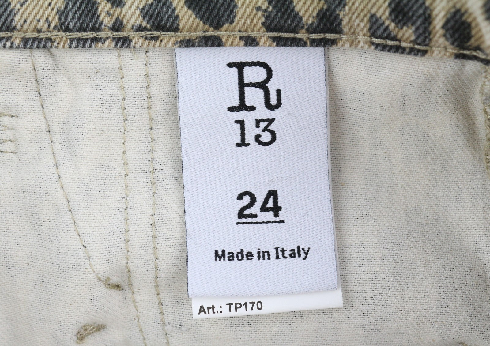 R13 Pouch Pocket Women Shorts 24 Rigid Denim Leopard Print Button Front RRP795