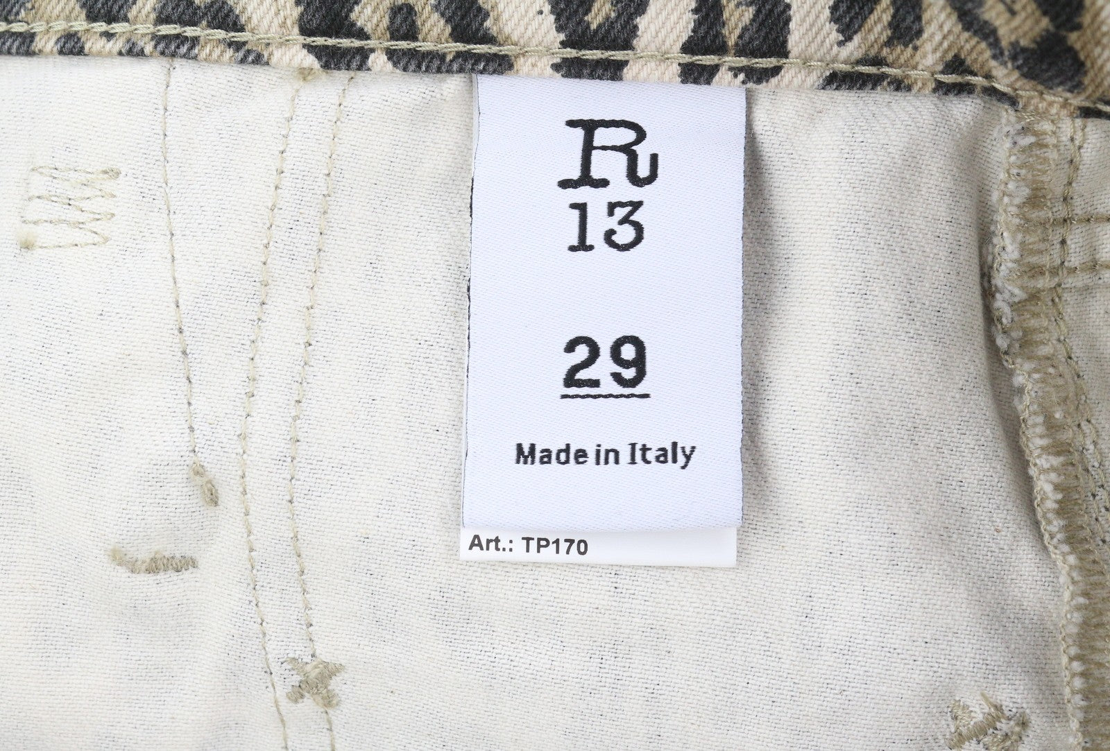 R13 Pouch Pocket Women Shorts 29 Rigid Denim Leopard Print Turn-Up RRP795