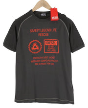 DIESEL T-Dieglan Men T-Shirt M Grey Crew Neck Short Sleeve Tricot Stretch