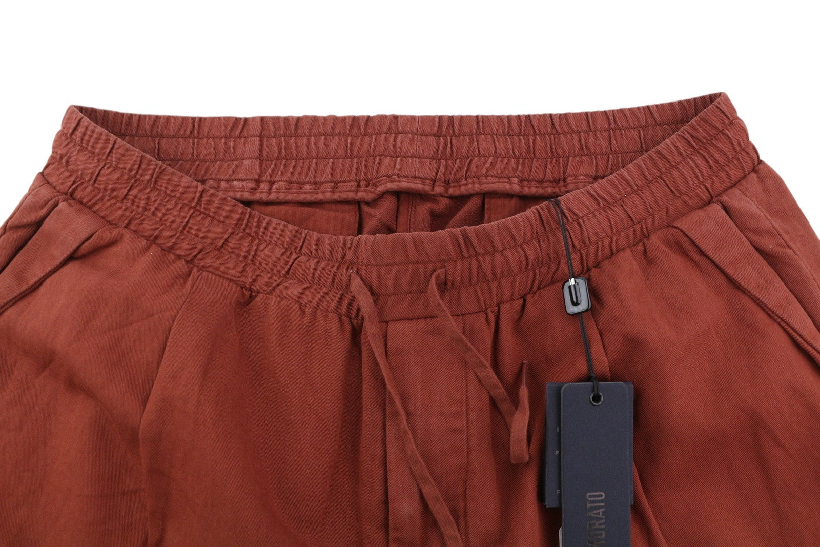 ANTONY MORATO Men Trousers W32 Brown Linen Blend Elastic Waist Cropped