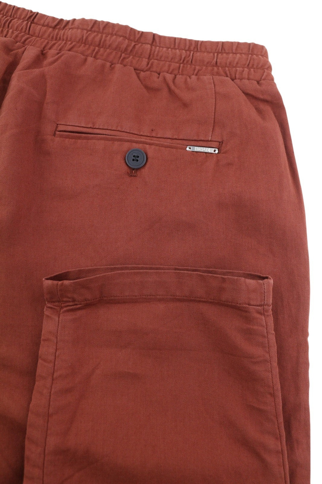 ANTONY MORATO Men Trousers W32 Brown Linen Blend Elastic Waist Cropped