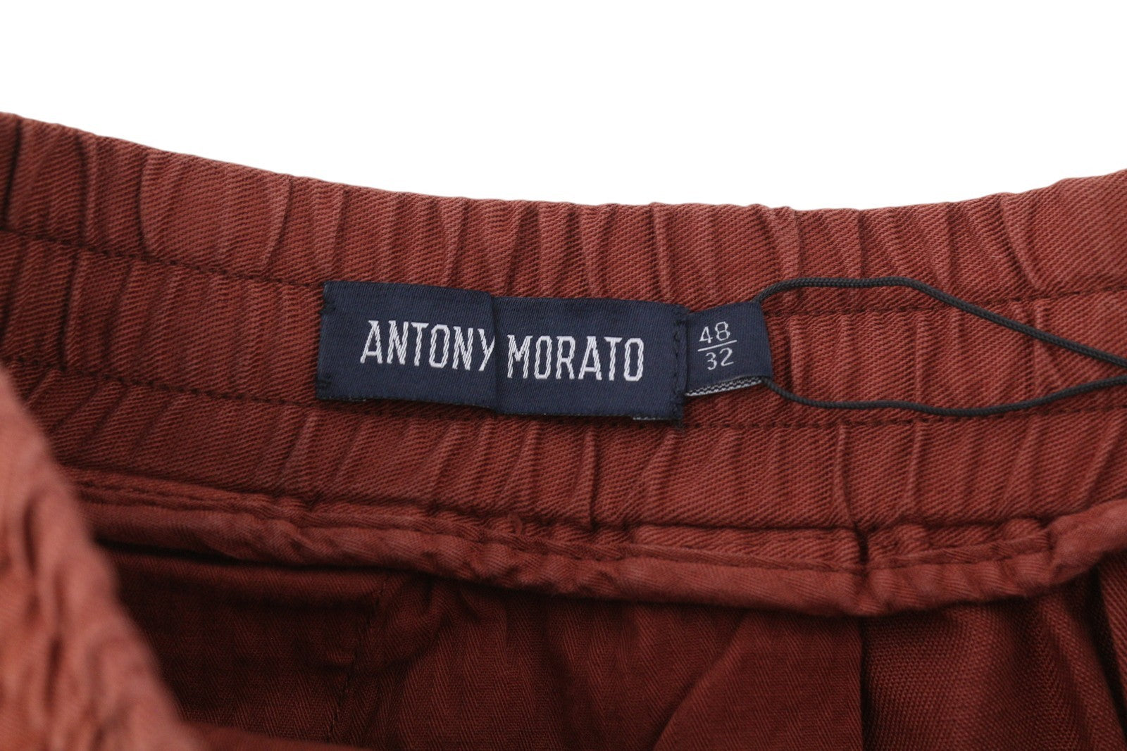 ANTONY MORATO Men Trousers W32 Brown Linen Blend Elastic Waist Cropped
