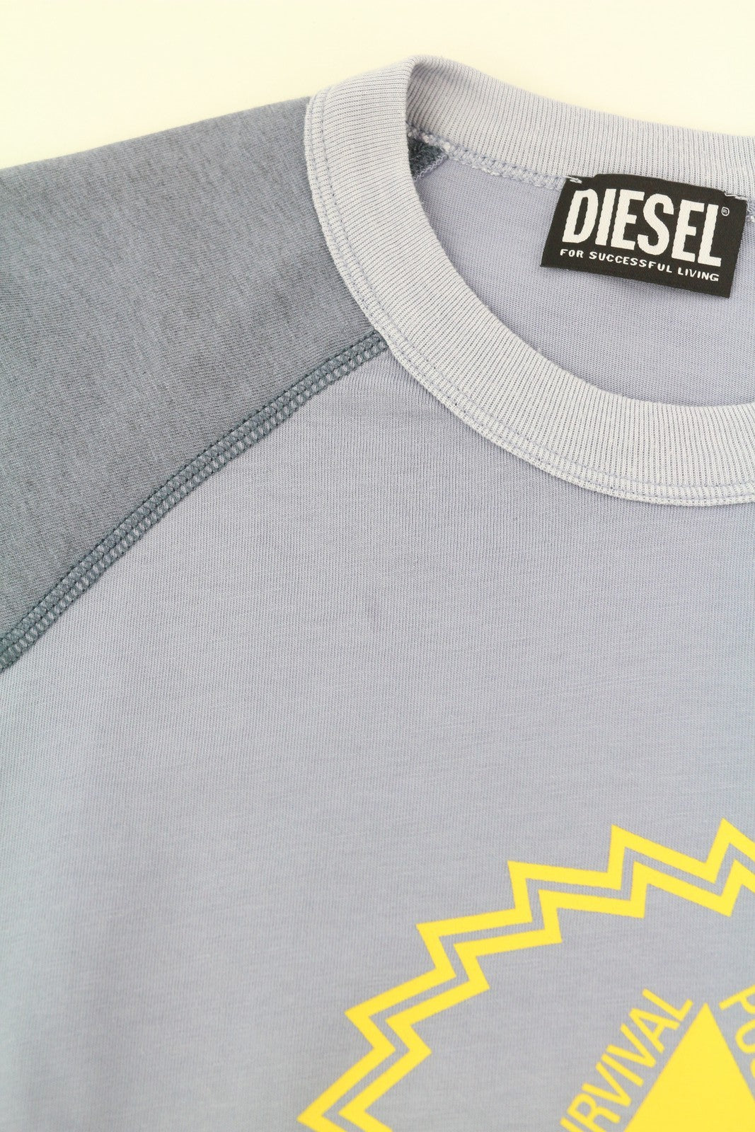 DIESEL T-Juslan-LS Men T-Shirt 2XL Blue Crew Neck Long Sleeve Stretch