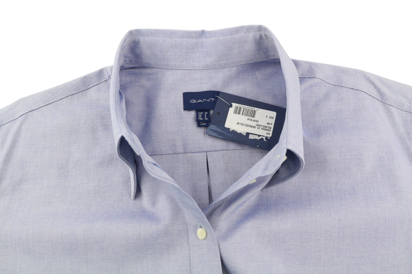 GANT Oversized Collar Relaxed Women Shirt EU36 Blue Long Sleeve Button-Up