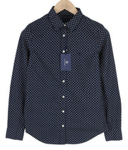 GANT Stretch Broadcloth Dot Women Shirt EU34 Dark Blue Polka Dot Casual