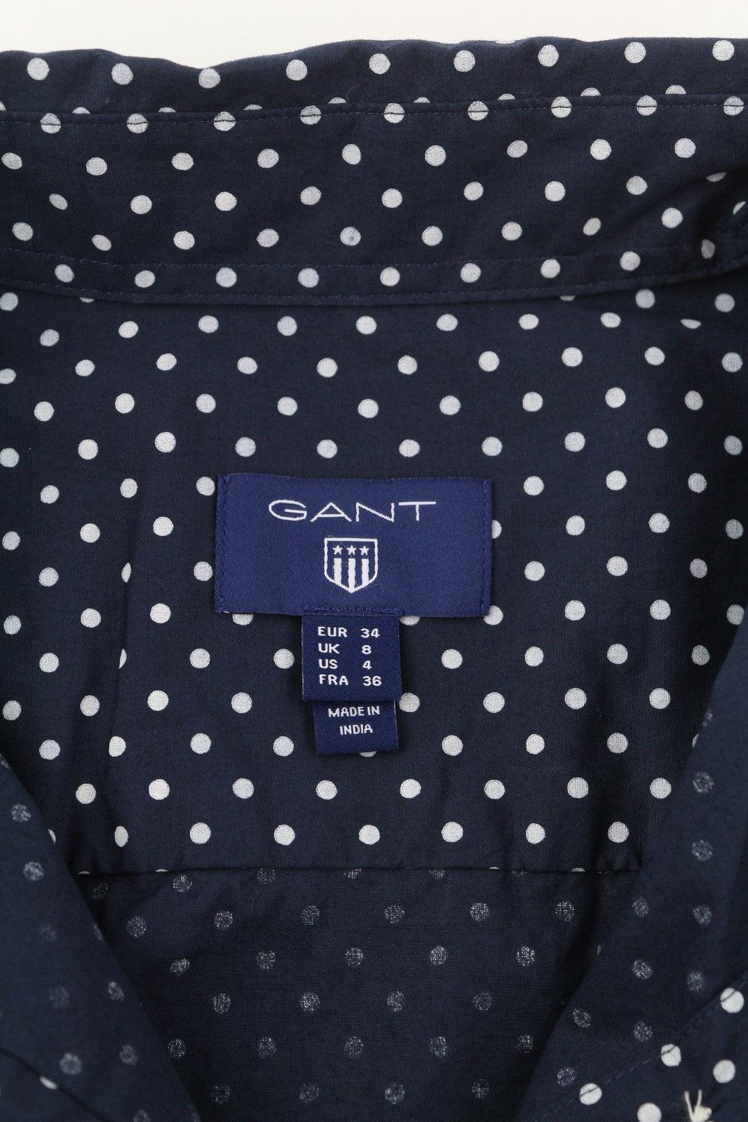 GANT Stretch Broadcloth Dot Women Shirt EU34 Dark Blue Polka Dot Casual