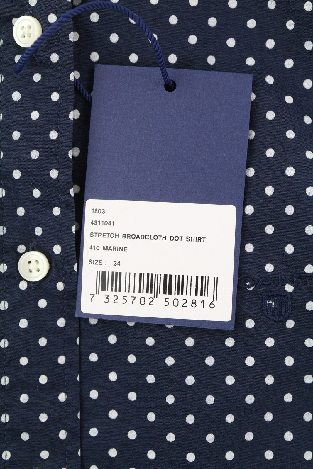 GANT Stretch Broadcloth Dot Women Shirt EU34 Dark Blue Polka Dot Casual