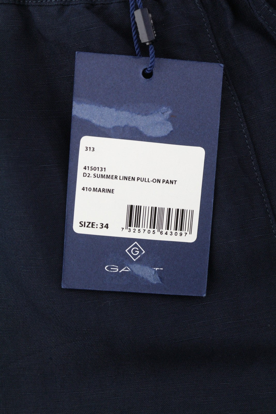 GANT Summer Linen Pull-On Women Trousers EU34 Dark Blue Elastic Waist