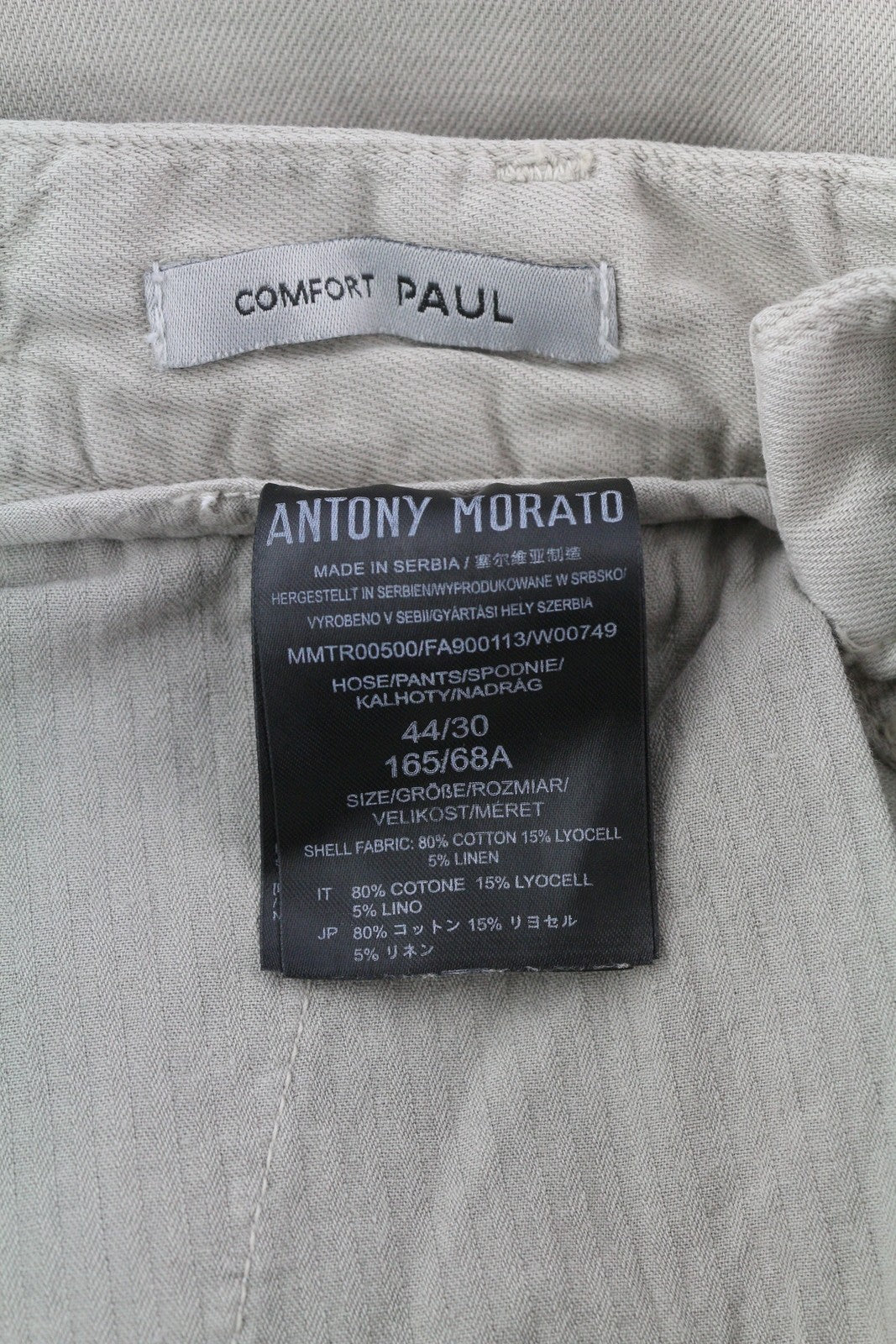 ANTONY MORATO Paul Men Trousers W30 Grey Linen Blend Pleated Zip Fly