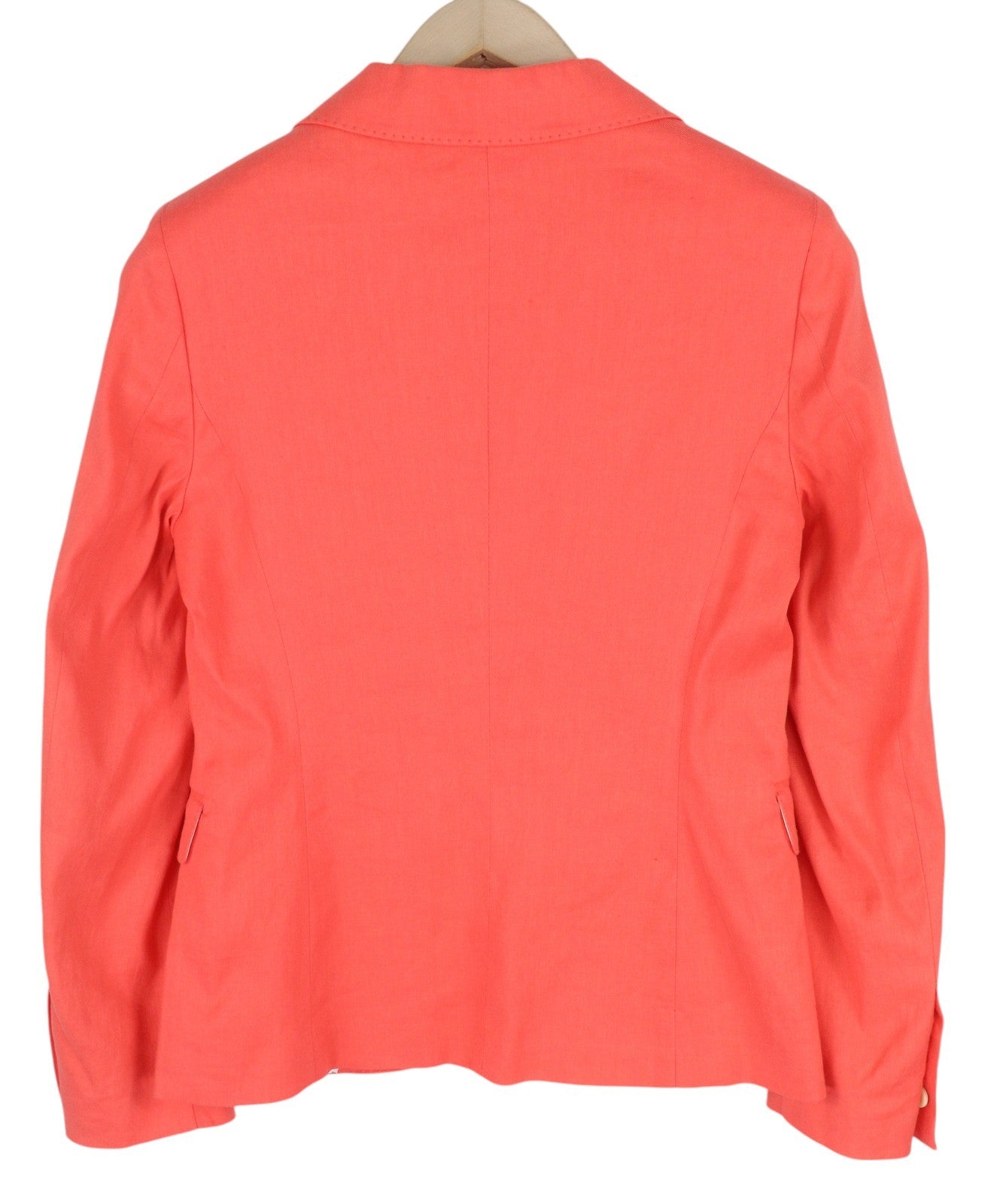 GANT Women Blazer EU34 Coral Linen Blend Notch Lapel Logo Lined