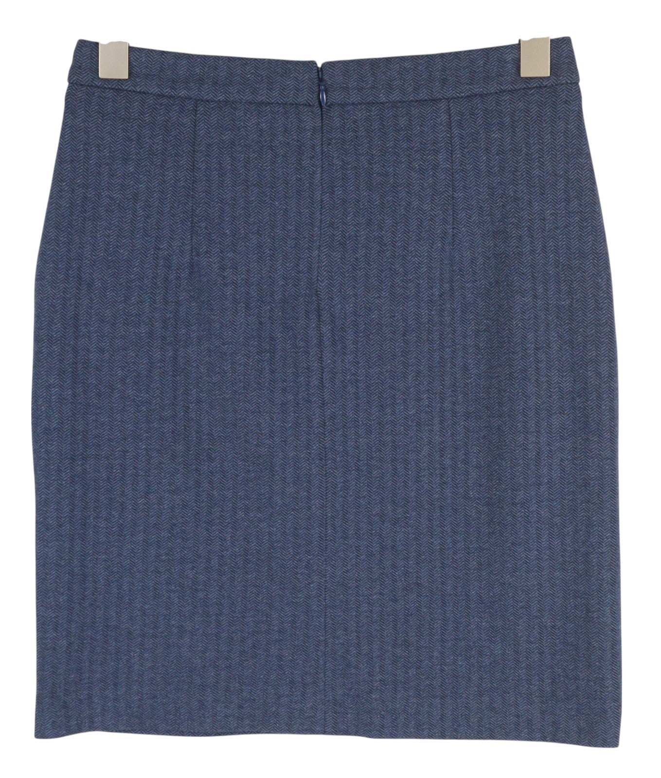 GANT Women Skirt EU36 Blue Herringbone Zip Fly Lined Pencil Mini