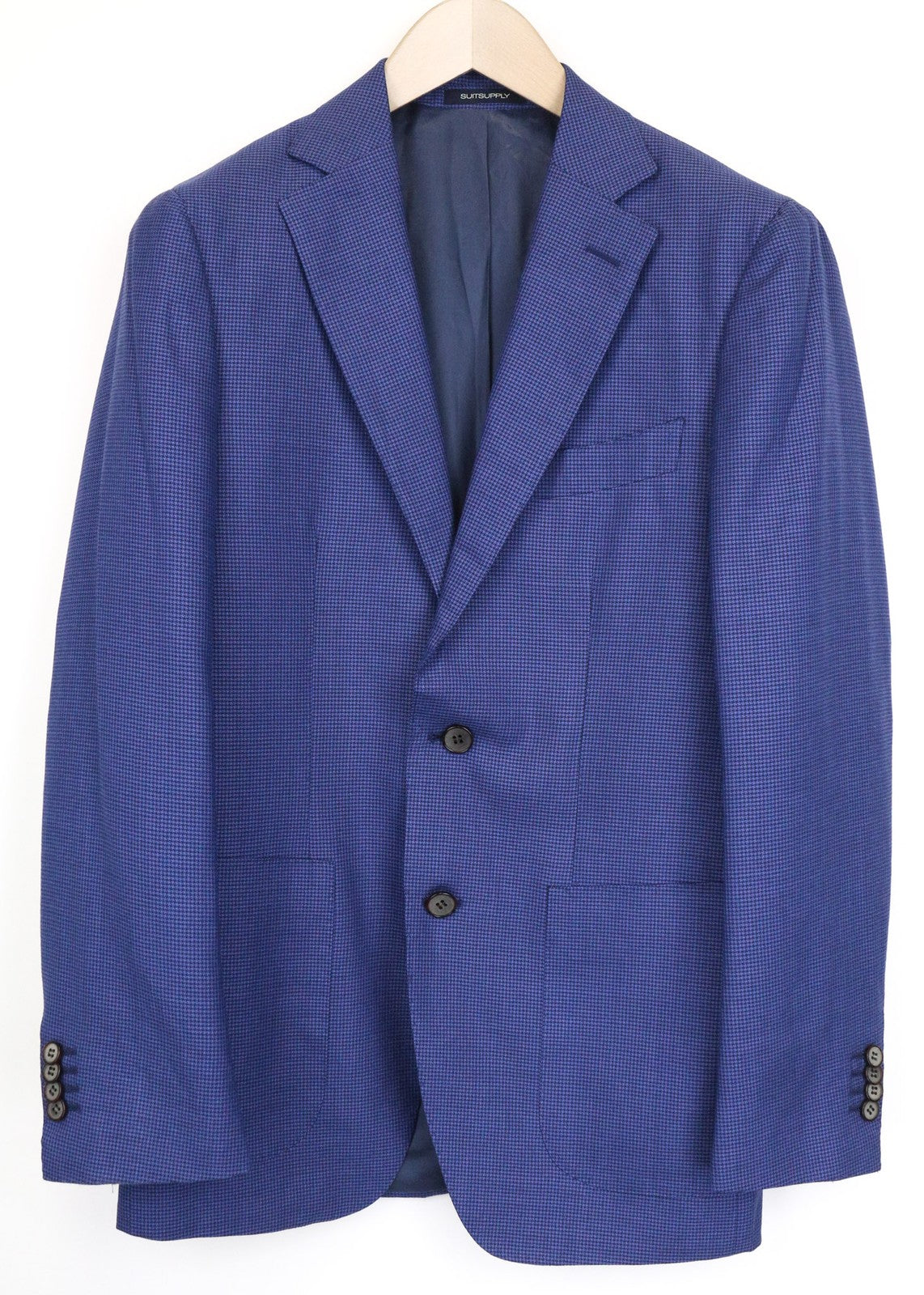 SUITSUPPLY Havana Men's Blazer UK36R Blue Slim Wool Silk Houndstooth 2Pc Suit