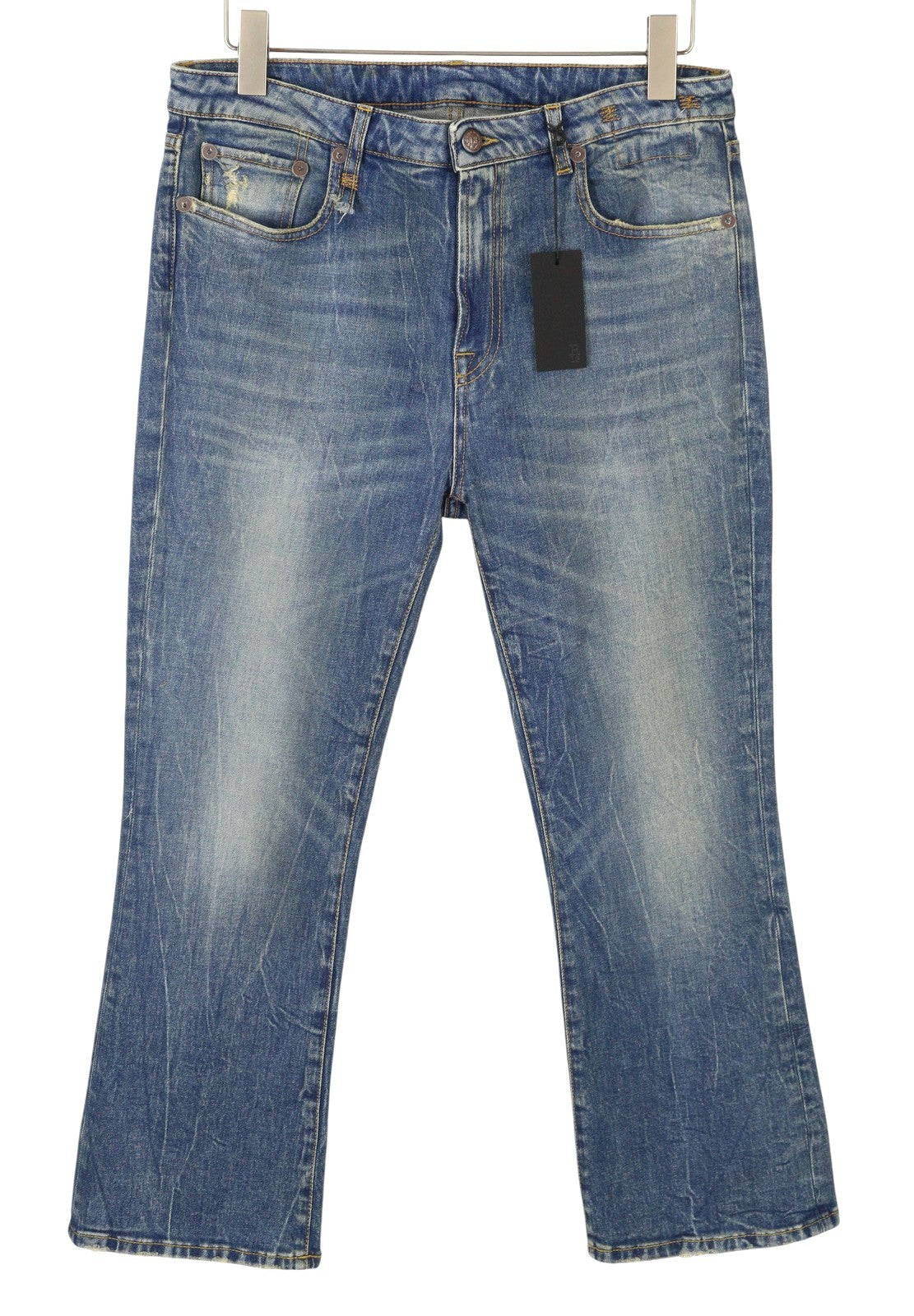 R13 Kick Fit Women Jeans 31 Kelly Stretch Cropped Faded Distress PS26 RRP699