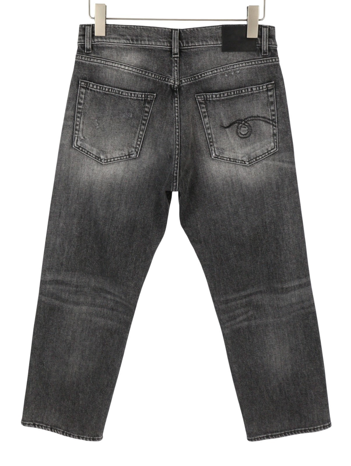 R13 Boyfriend Women Jeans 27 Vintage Grey Faded Distress Cropped PS26 RRP595