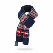 GANT Holiday Fair Isle Men Scarf OS Evening Blue Wool Knit Patterned Unisex