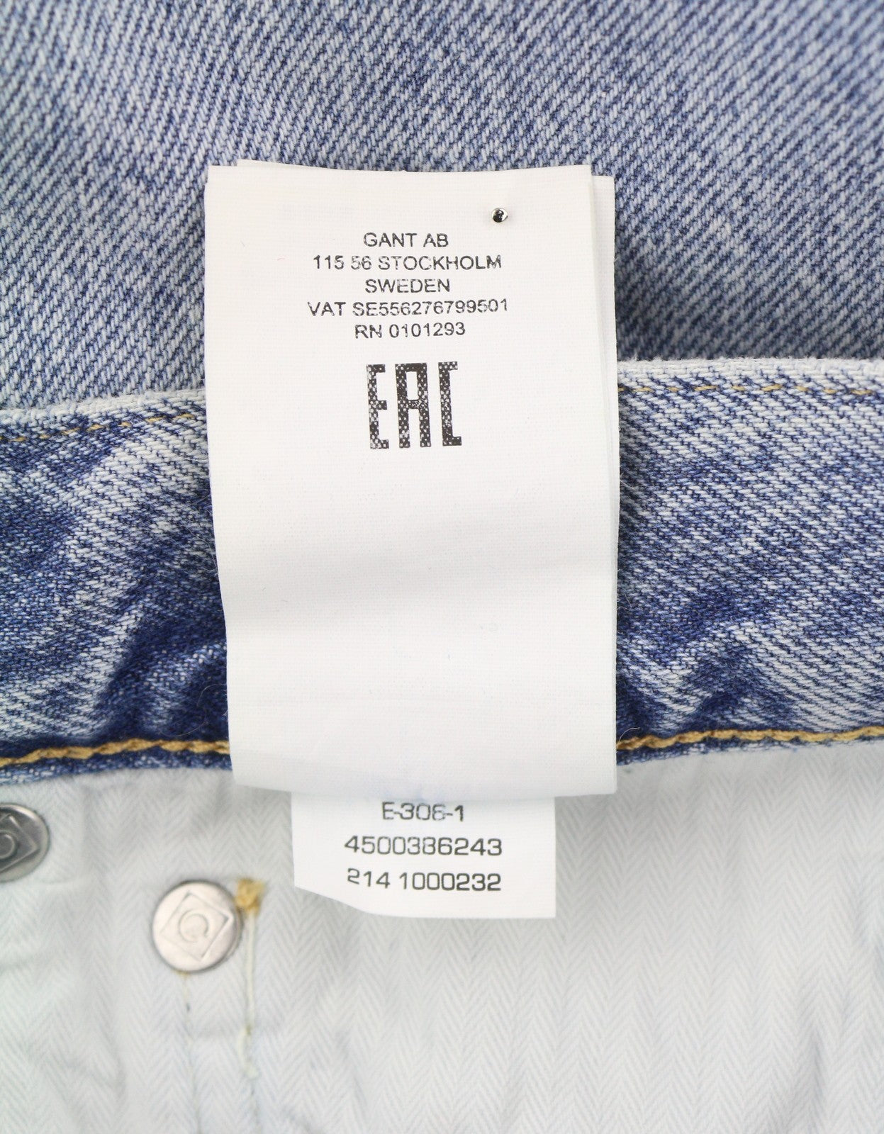 GANT Relaxed Classic Men Jeans W32/L36 Light Blue Bronken In Faded Button Fly