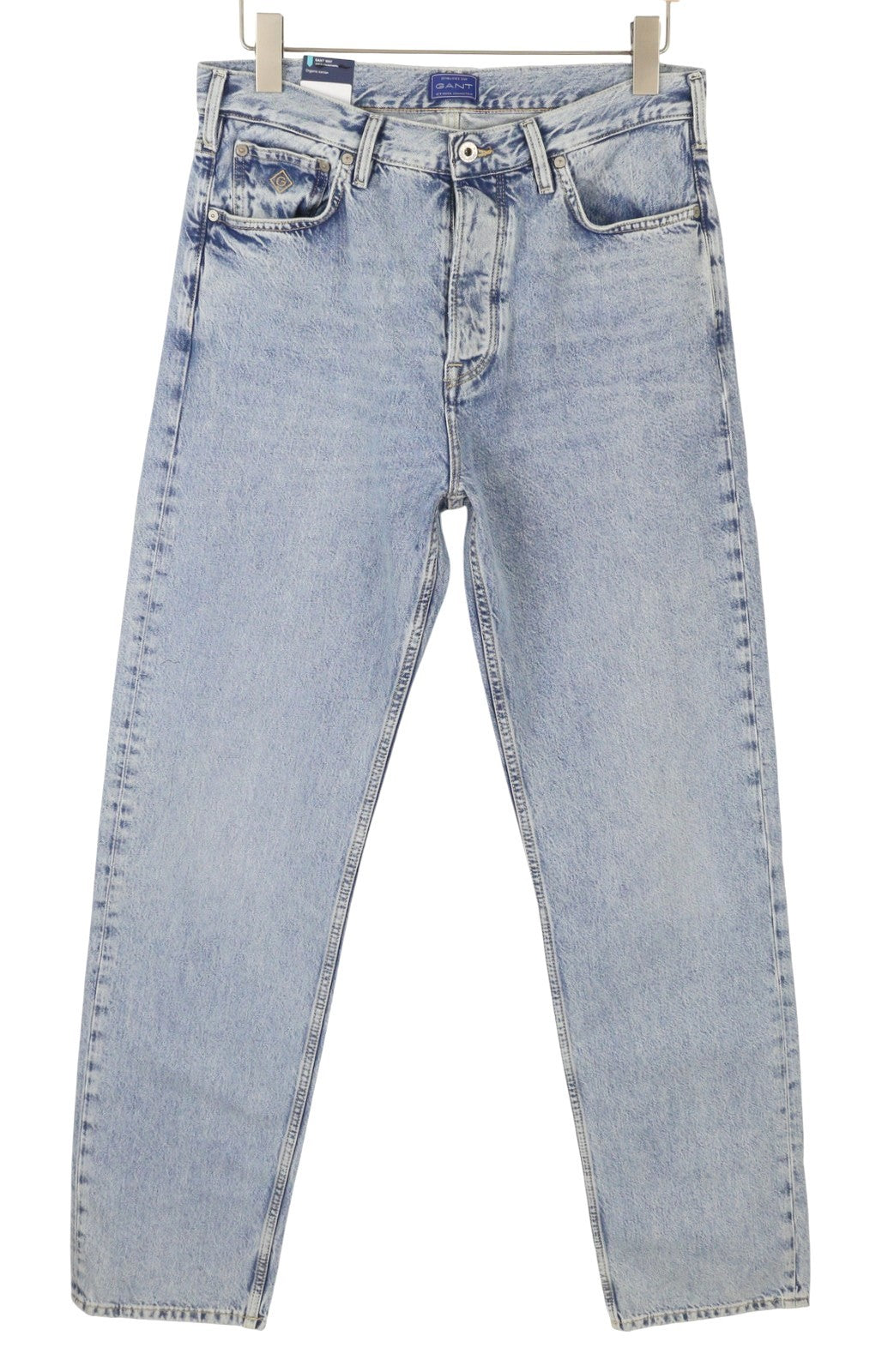 GANT Relaxed Classic Men Jeans W32/L36 Light Blue Bronken In Faded Button Fly