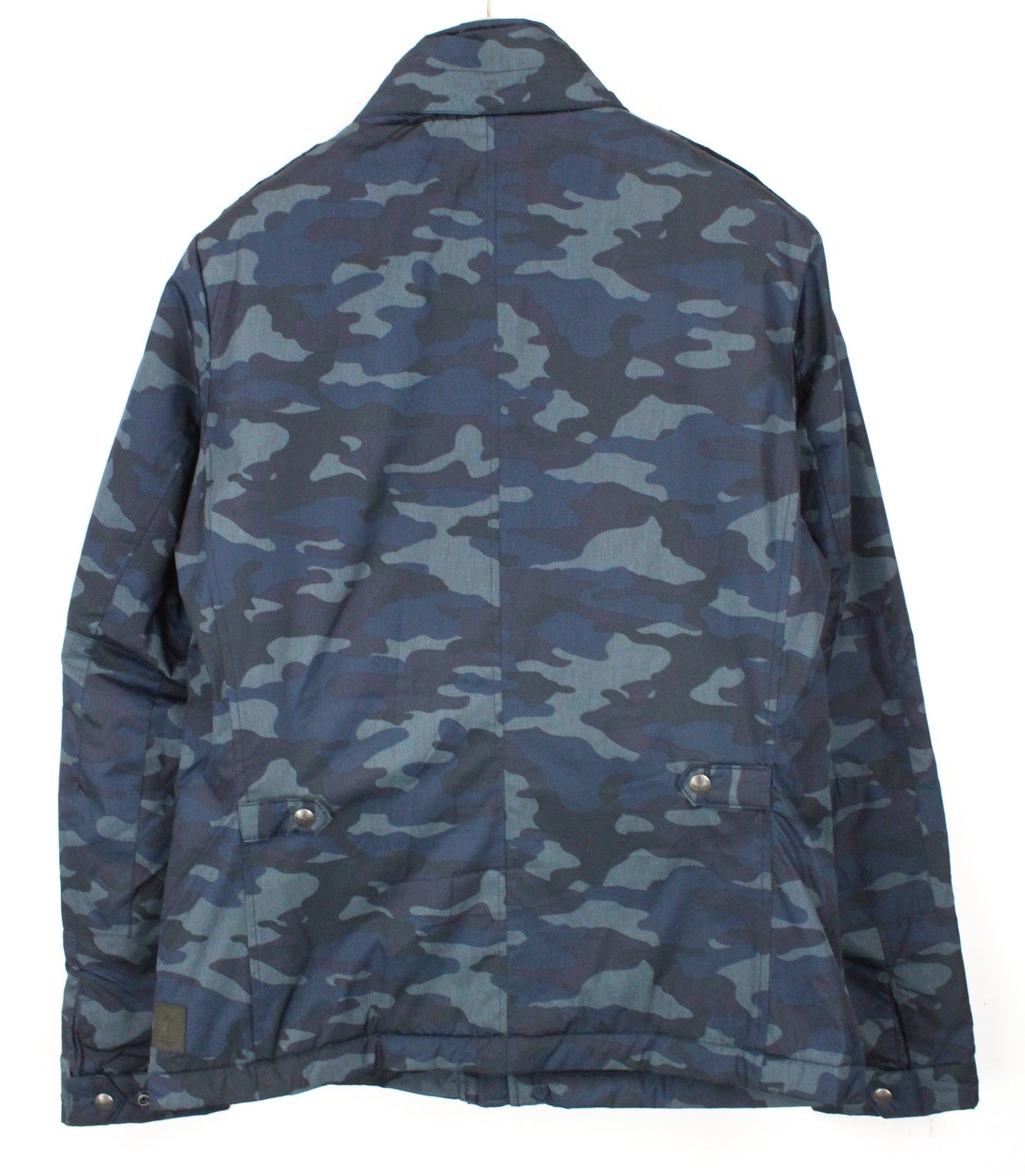SCOTCH & SODA Men Jacket L Dark Blue Padded Military Camouflage Pattern Hooded