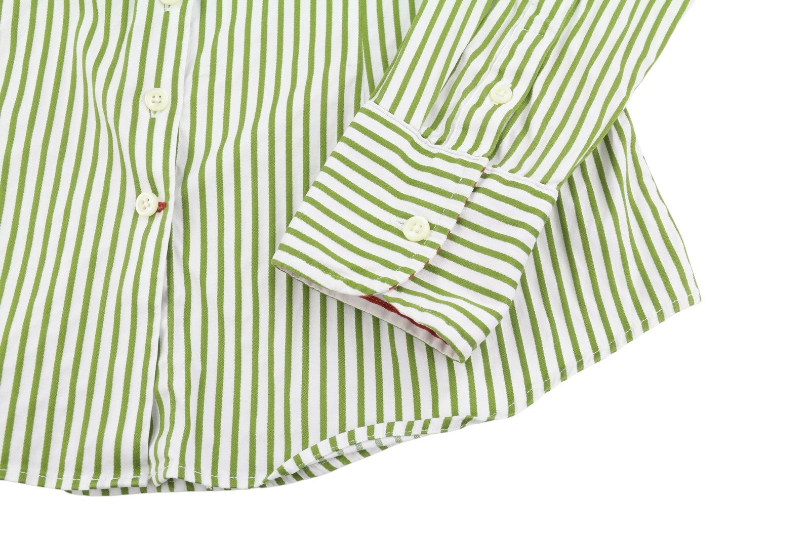 TOMMY HILFIGER Women Shirt XS Green Pinstriped Button-Up Spread Neck Stretch