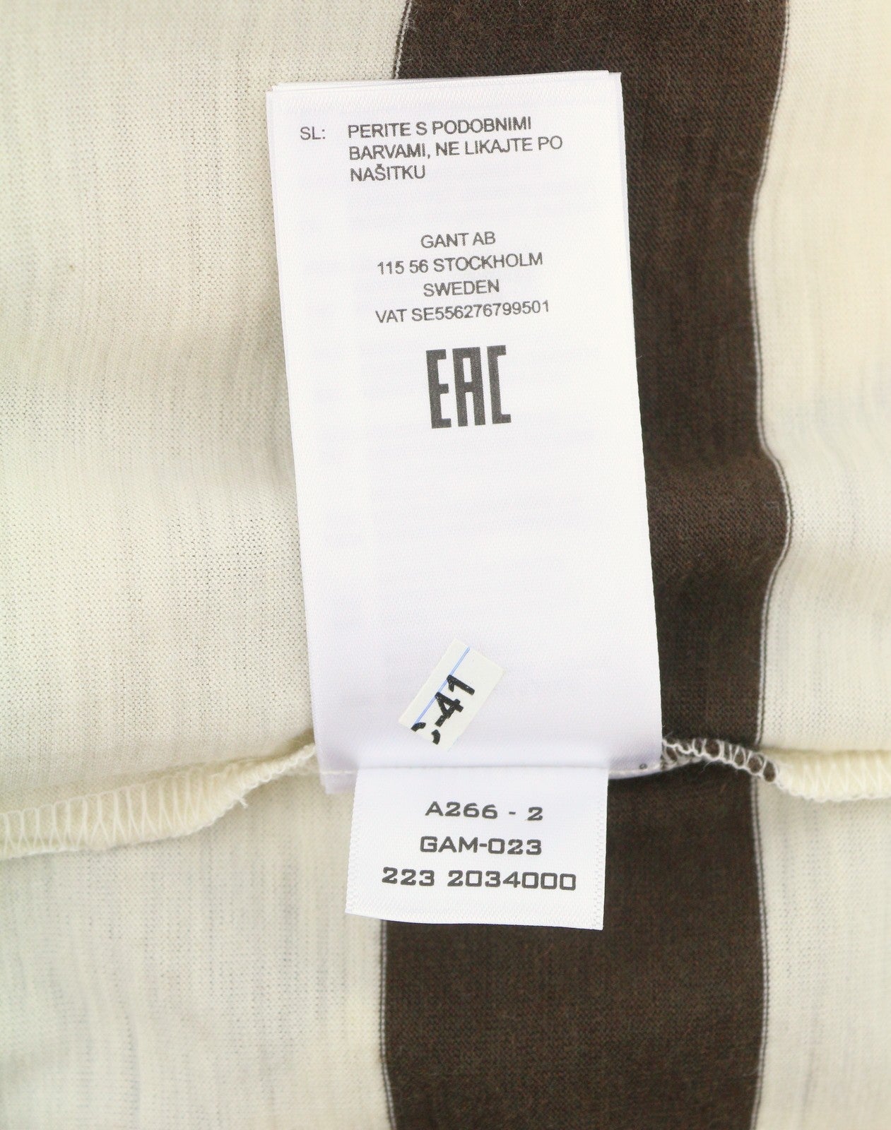 GANT Wool Jersey LS Men T-Shirt 2XL Cream Crew Neck Logo Tricot Long Sleeve