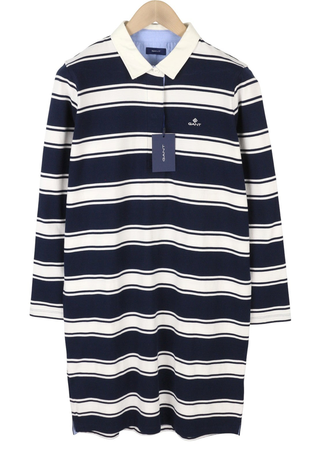 GANT Striped Heavy Rugger Women Dress M Evening Blue Straight Cut Knee-Length