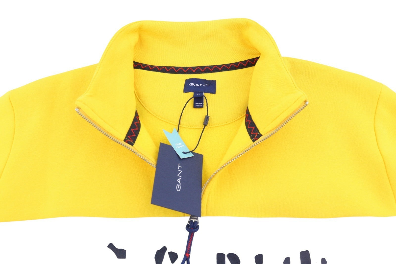 GANT Nautical Half Zip Men Sweatshirt XL Eggshell Kangaroo Pocket Pull On