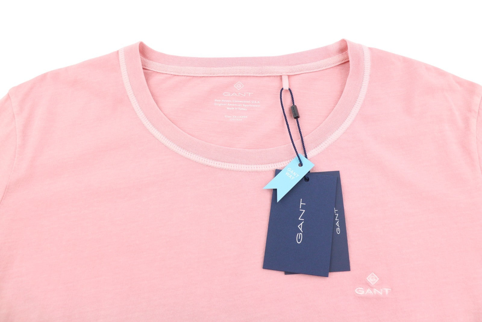GANT Sunfaded C-Neck SS Men T-Shirt 2XL Preppy Pink Cotton Tricot Short Sleeve