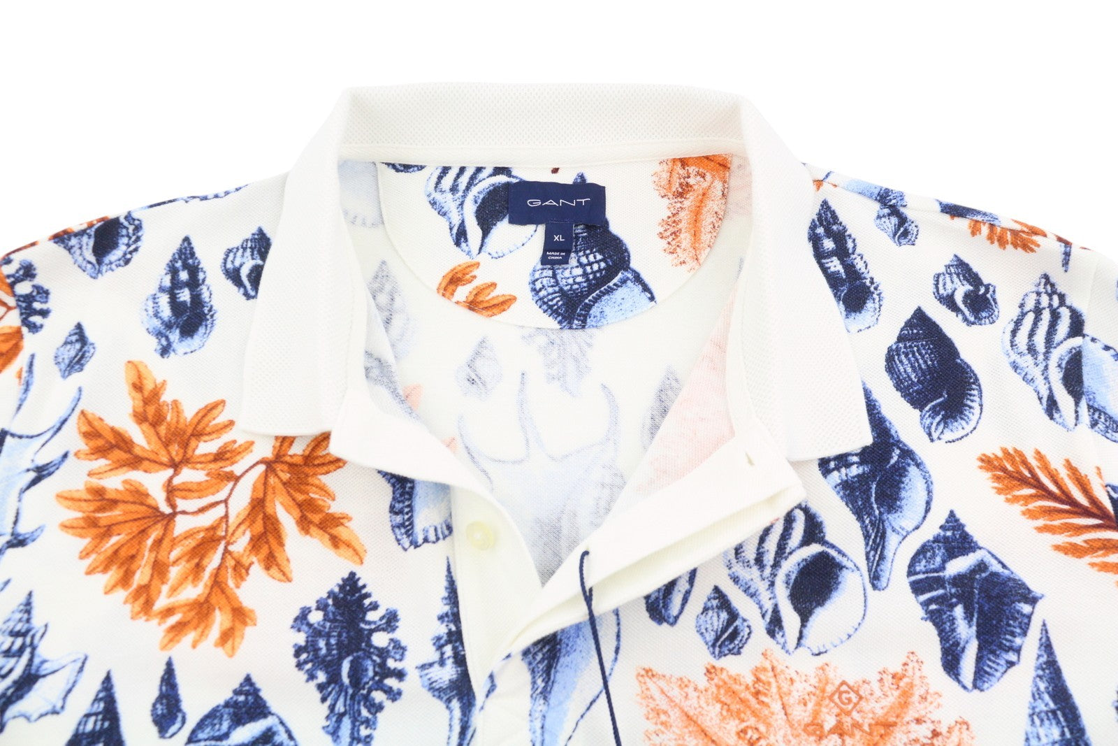 GANT Seaside SS Rugger Men Polos XL Eggshell Patterned Short Sleeve T-Shirt