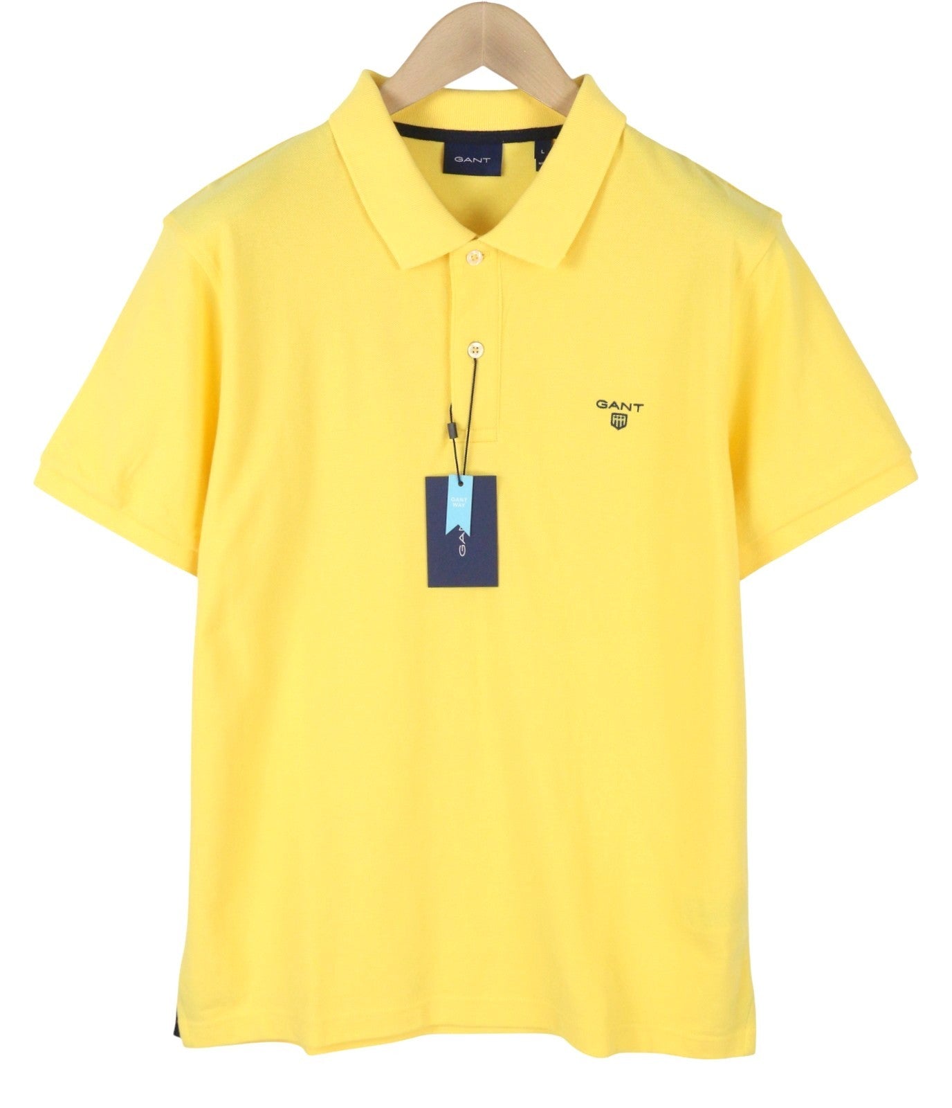 GANT Summer Pique SS Rugger Men Polos L Brimestone Yellow Logo Short Sleeve