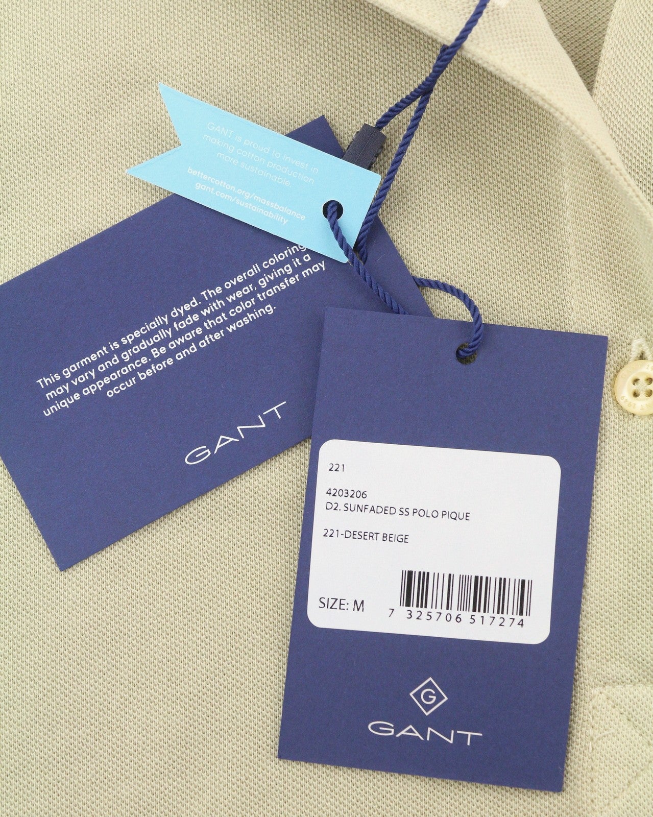 GANT Sunfaded SS Polo Pique Women T-Shirt M Desert Beige Faded Short Sleeve