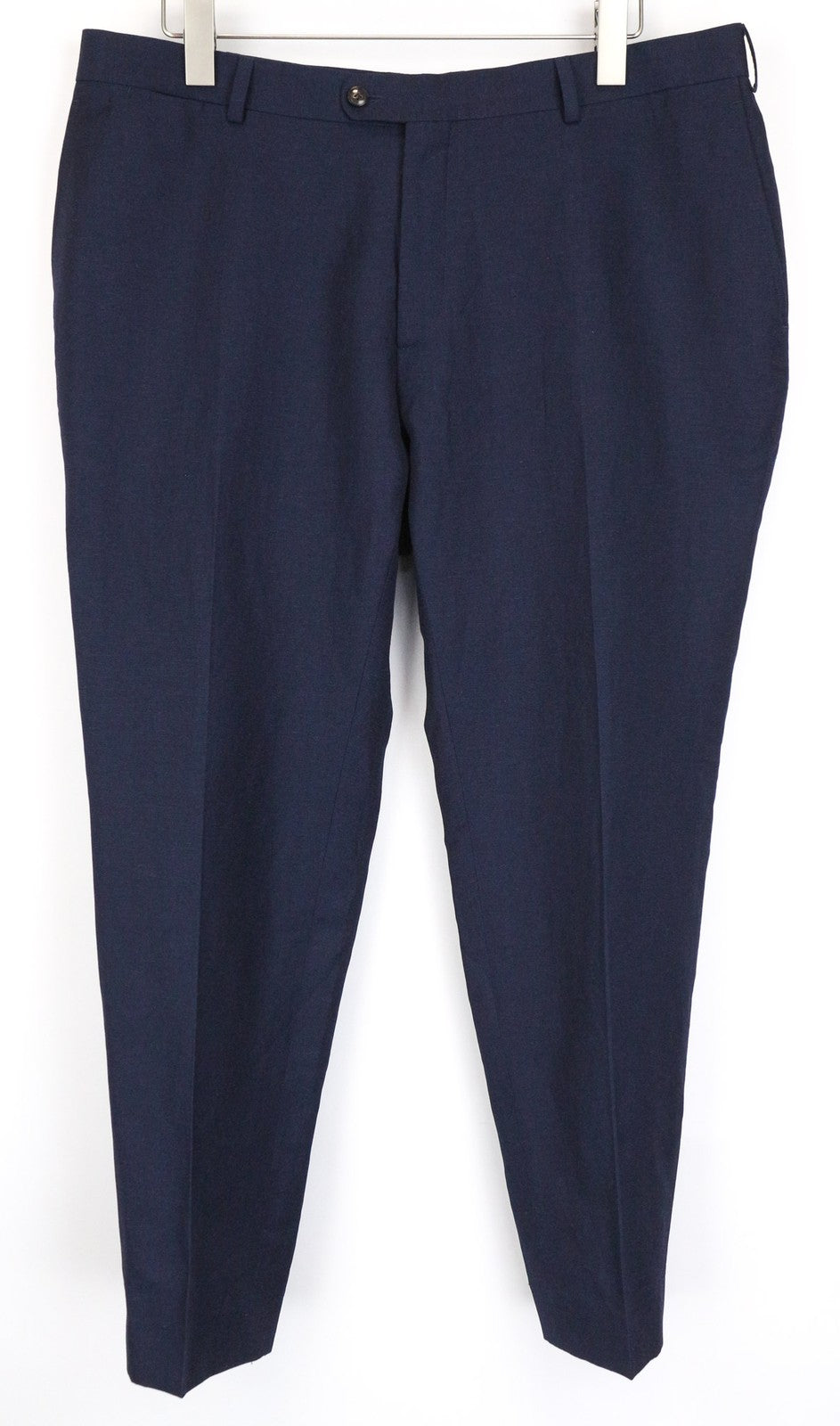 SUITSUPPLY Soho Men's Trousers UK48R Blue Slim Wool Linen Melange Flat-Front